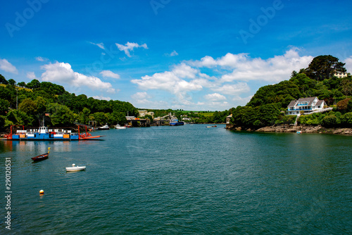 View of the River Fowey in Cornwall on a sunny summers day.