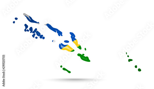 Solomon Islands flag and contour of the country.