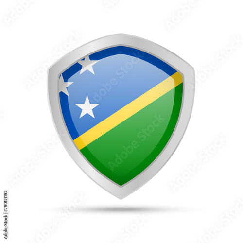 Free Download Shield with Solomon Islands flag on white background. - GFXLoad