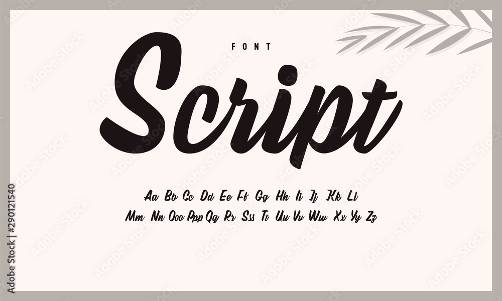 Handwritten calligraphic alphabet. Brush font, script.