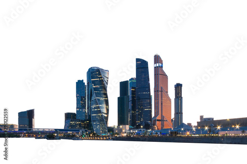 Moscow city business center view isolated on white