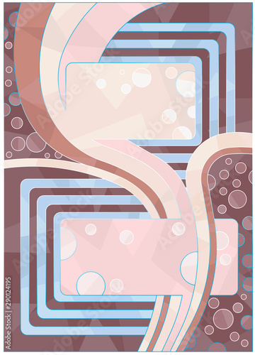 Abstract vector frames for texts with wavy lines in postel brown and blue colours 