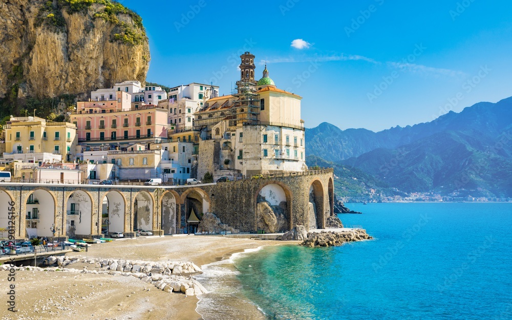Small town Atrani on Amalfi Coast, province of Salerno, Campania region of Italy