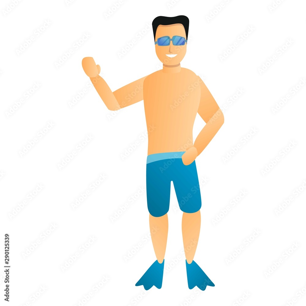 Man ready for swimming icon. Cartoon of man ready for swimming vector icon for web design isolated on white background Man ready for swimming icon. Cartoon of man ready for swimming vector icon for web design isolated on white background