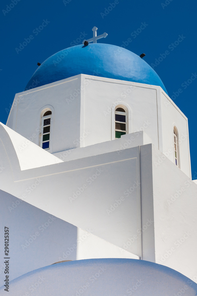 Dome of the parish church of St. Gerasimos located in Fira of Santorini