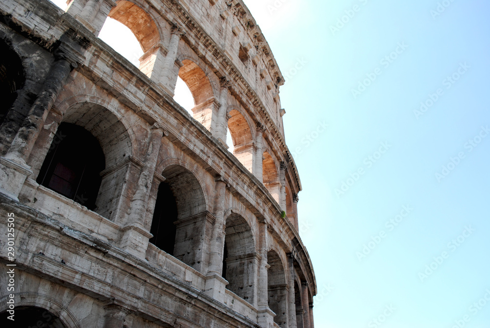Rome, Italy. Part of the Coliseum. Macro architecture.