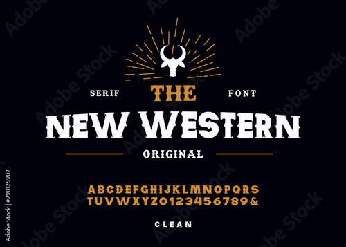 Western style retro alphabet font.