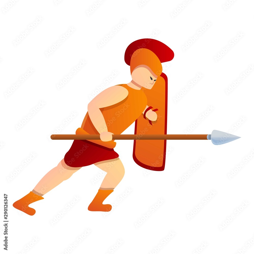 Gladiator attack icon. Cartoon of gladiator attack vector icon for web design isolated on white background