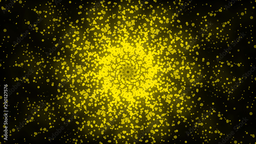3d Illustration, The dispersion from the center of the yellow circular ...