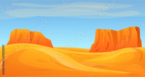 Desert canyon concept banner. Cartoon illustration of desert canyon vector concept banner for web design
