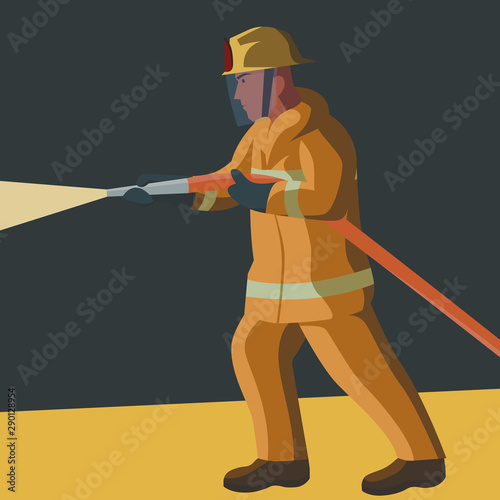 Firefighter puts out a fire in the forest