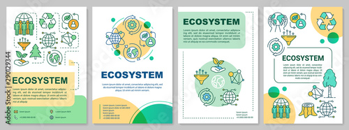 Ecosystem brochure template. Environmental conservation. Flyer, booklet, leaflet print, cover design with linear illustrations. Vector page layouts for magazines, annual reports, advertising posters
