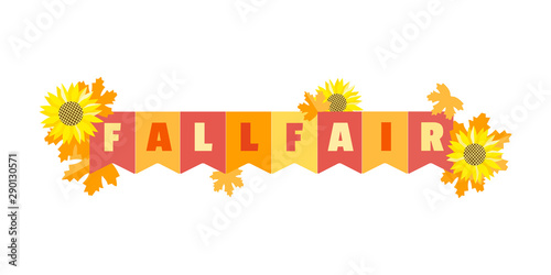 Hand drawn Fall Fair flat color vector headline