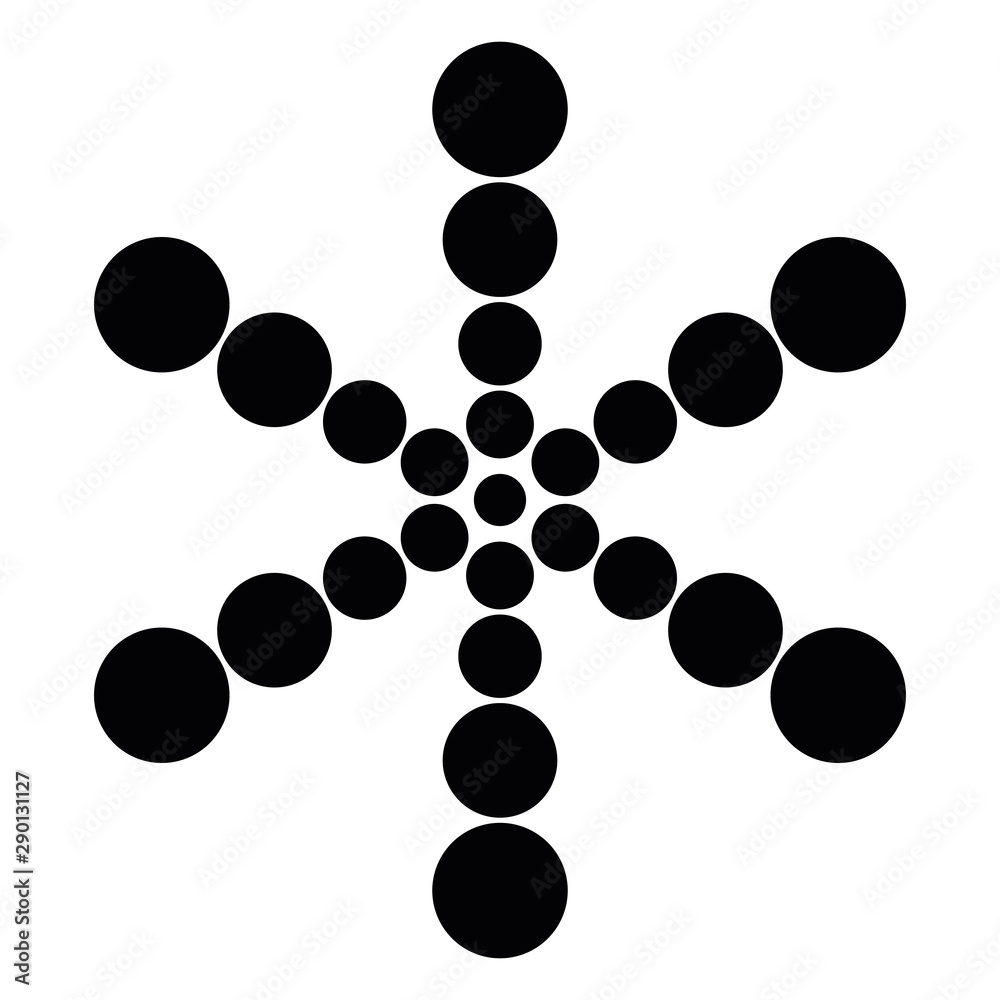 Simple black dotted snowflake. Vector icon. Christmas and winter theme