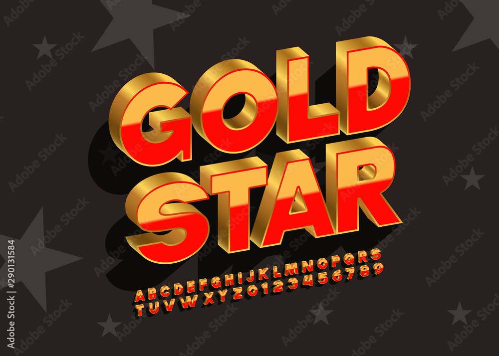 Obraz premium Vector Extra Golden Rich Font.