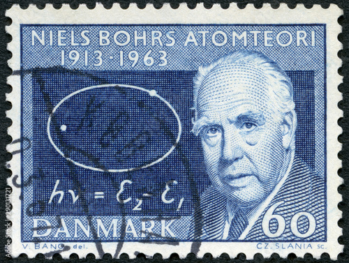 DENMARK - 1963: shows portrait Niels Henrik David Bohr  (1885-1962), atom theory photo