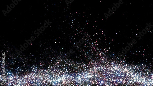 The silver dust spread like waves of water. A pile of silver sand near the left of the picture frame