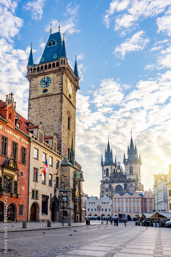 City Hall with Astronomical clock and Old town square in Prague, Czech Republic