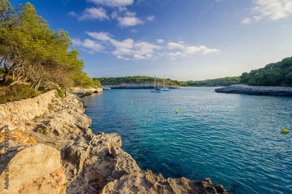 Naklejka premium Beatuful narrow bay in Cala Mondrago national park, Mallorca