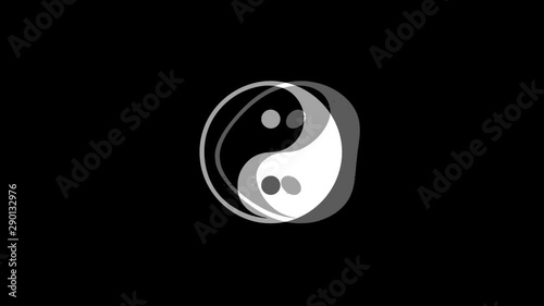 Yin Yang Symbol Of Harmony Icon Old Vintage Twitched Bad Signal Screen Effect 4K Animation. Twitch, Noise, Glitch Loop with Alpha Channel. photo