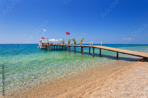 Fototapeta Naklejka Na Ścianę i Meble -  Blue lagoon of the beach on Turkish Riviera near Tekirova