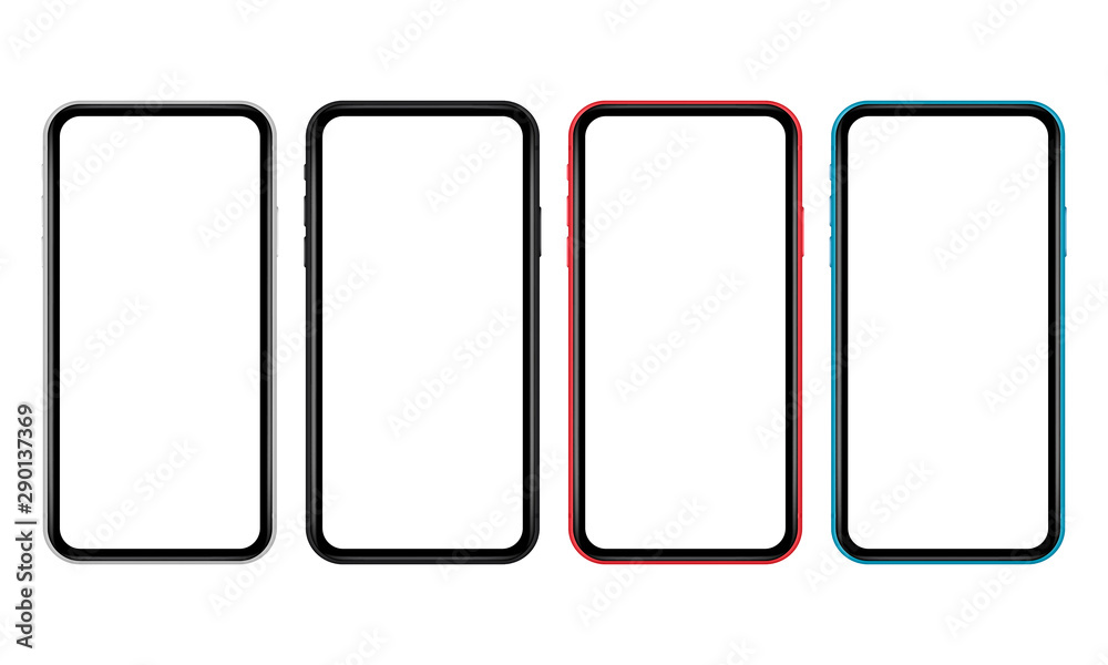 Set of modern colorful mobile phones mockups with blank screens. Vector illustration Set of modern colorful mobile phones mockups with blank screens. Vector illustration