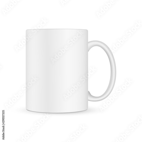 Blank mug mockup isolated on white background. Vector illustration