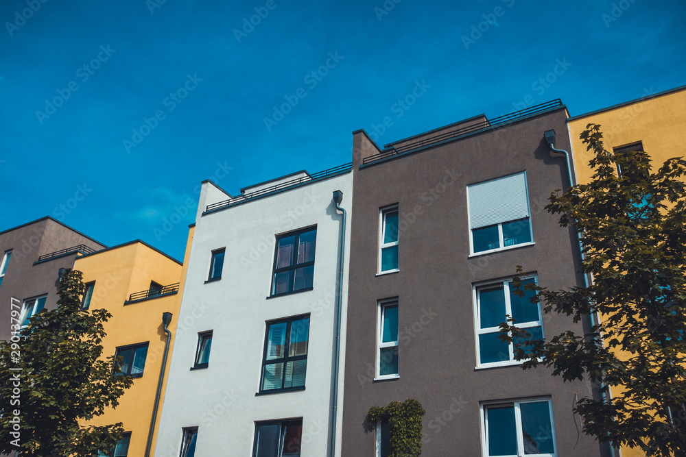 townhouses in modern colors for real estate