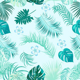 Vector tropical seamless pattern  on blue background