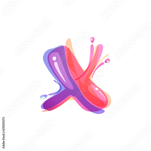 X letter logo formed by watercolor splashes.