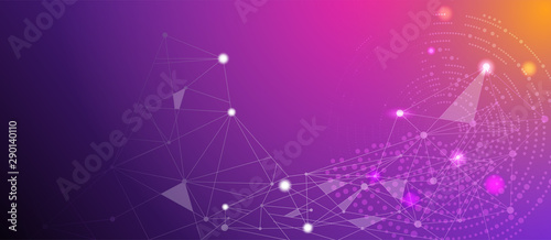 Polygonal science background with connecting dots and lines. Digital data visualization. Vector illustration