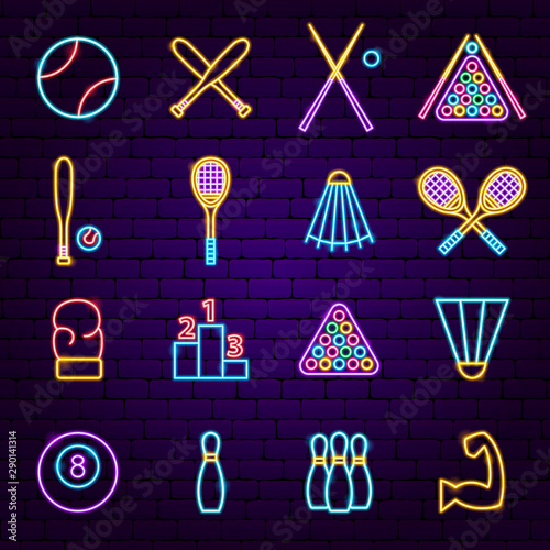 Sport Items Neon Icons