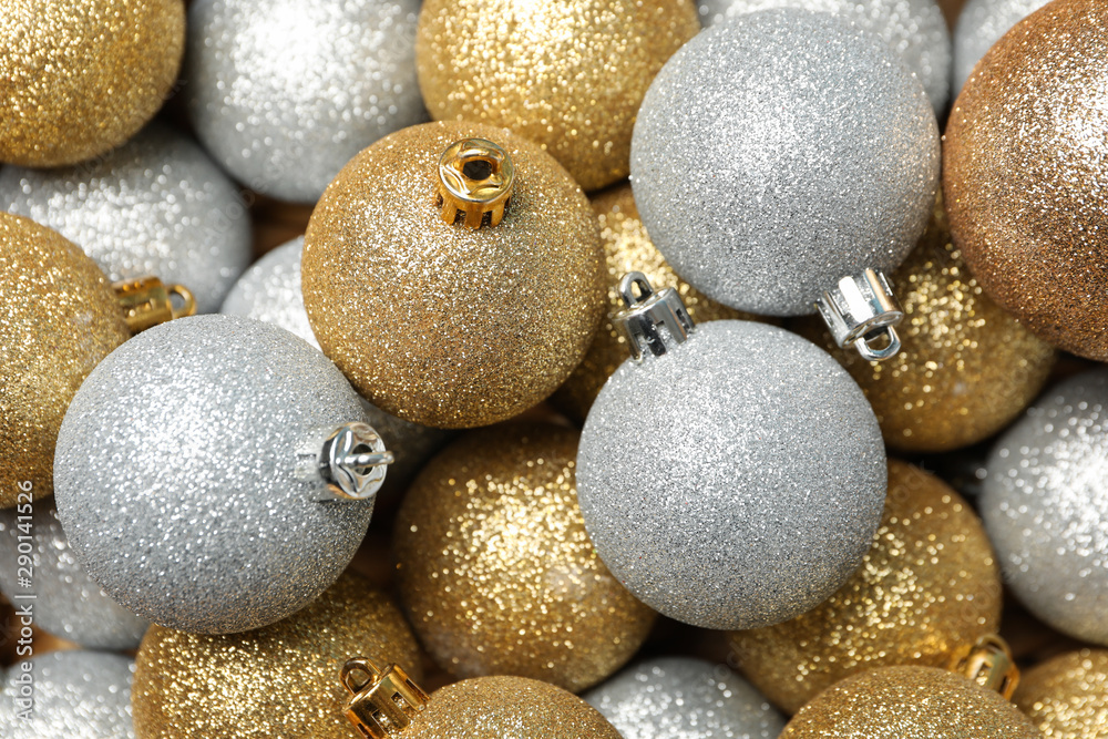 Obraz premium Christmas balls on whole background, close up