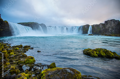 Bottom of the Godafoss waterfall on a cloudy afternoon, Iceland © unai