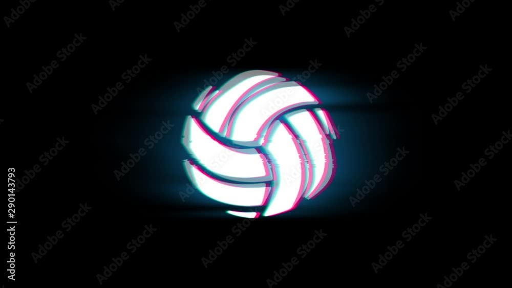 Play Volleyball Game Ball Symbol on Glitch Led Screen Retro Vintage Display Animation 4K