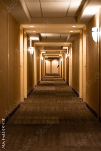 Spooky Long Hallway Wide Shot