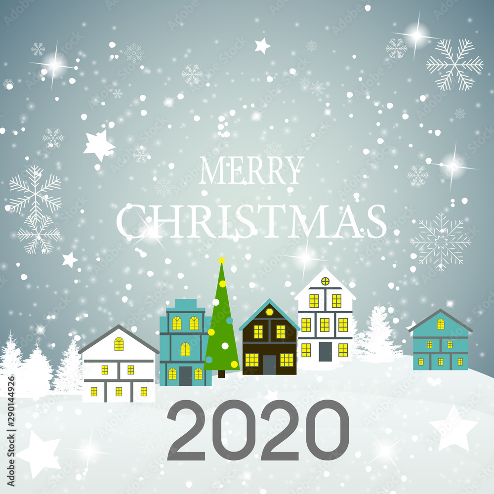 2020 Happy New Year and Marry Christmas Background. Vector Illustration