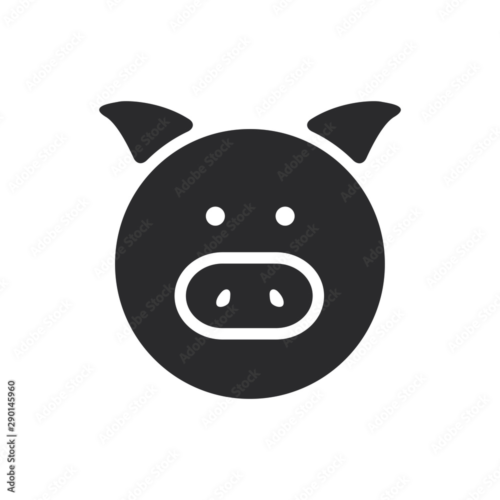 Pig portrait vector icon in modern style for web site and mobile app