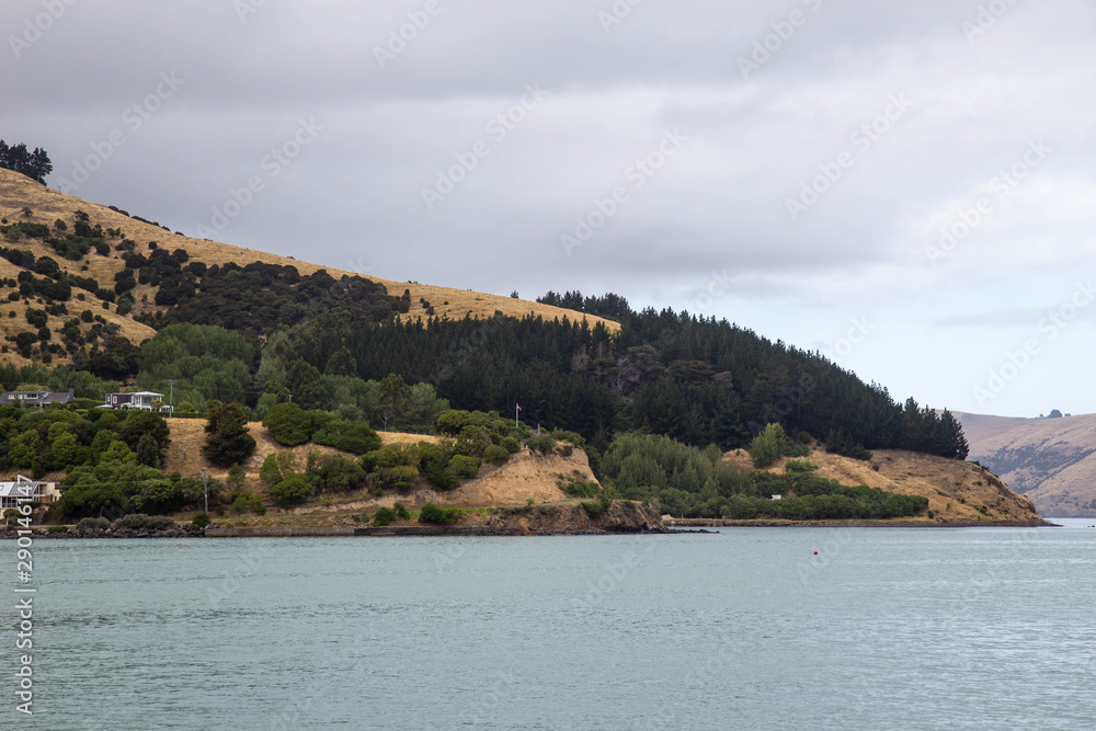 cloudy day at Akaroa harbour, New Zealand