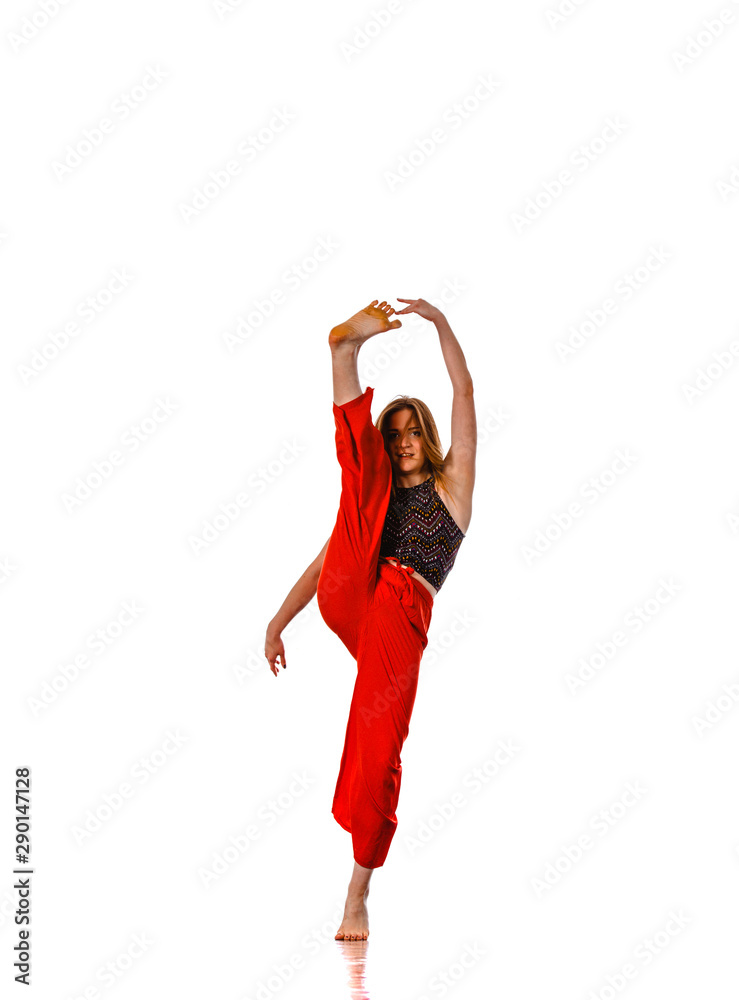 Obraz premium Style dancer posing on a studio white background