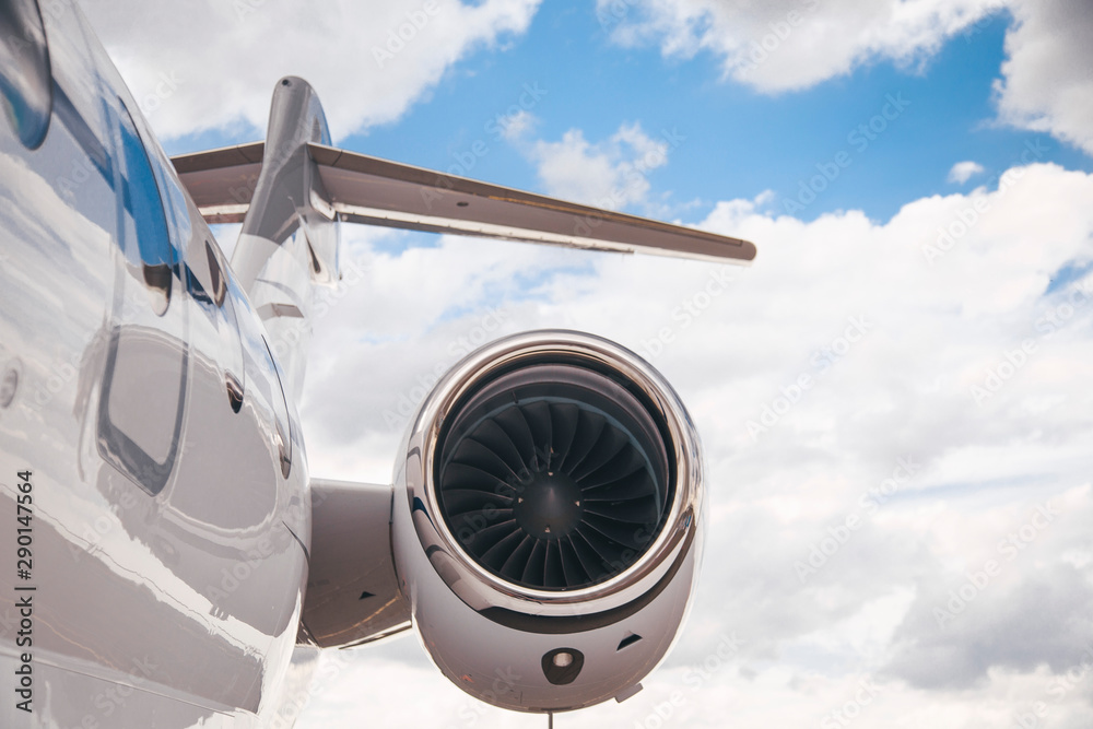 modern and comfortable business jet plane in the afternoon at the airport modern and comfortable business jet plane in the afternoon at the airport