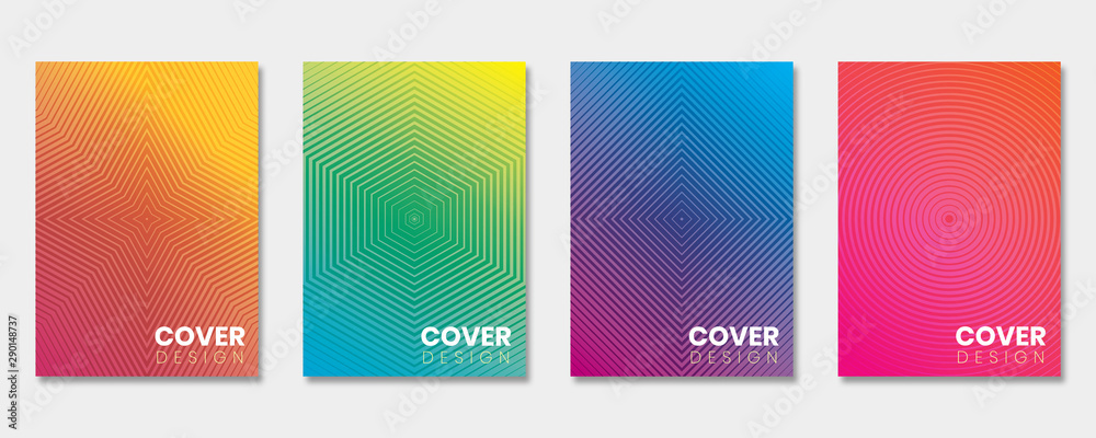 Minimal cover template set with gradient design and geometric lines