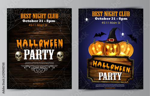 Halloween party flyer with pumpkins