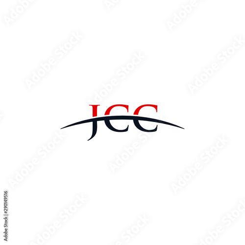 Initial letter JCC, overlapping movement swoosh horizon logo design inspiration in red and dark blue color vector