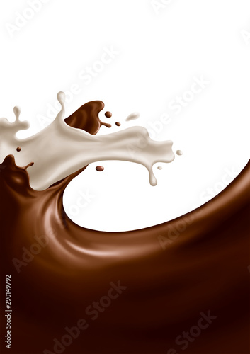 melted chocolate dripping on white background