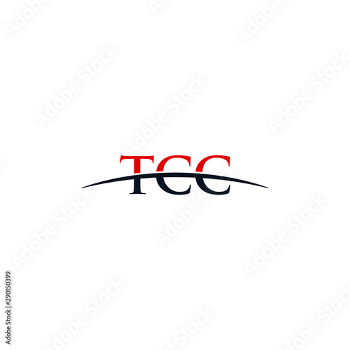Initial letter TCC, overlapping movement swoosh horizon logo design inspiration in red and dark blue color vector