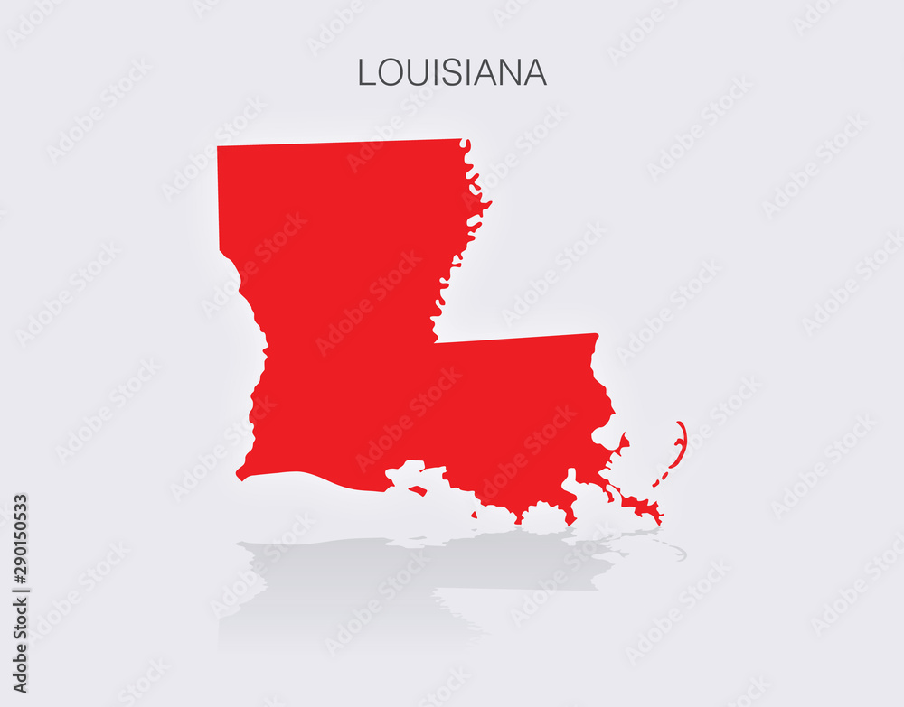 Naklejka premium State of Louisiana Map in the United States of America