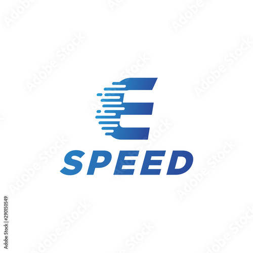 abstract vector illustration motion fast speed initial letter e icon logo template element modern design