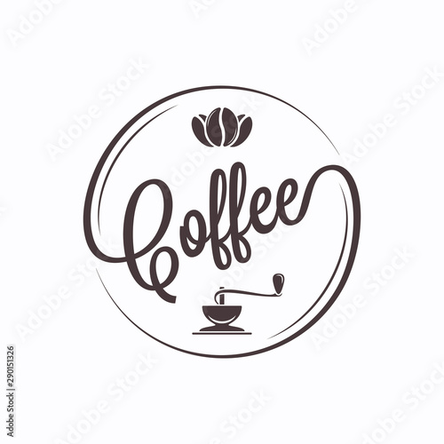 Coffee round logo on white banner background