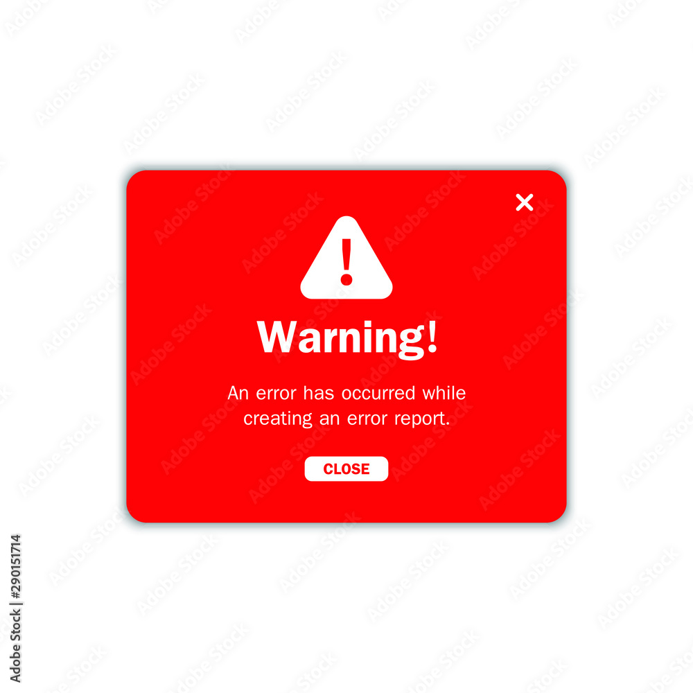 Modern warning pop up with flat design. Vector illustration.